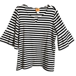 Ruby Rd Black and White Top Bell Sleeves Sz 1X